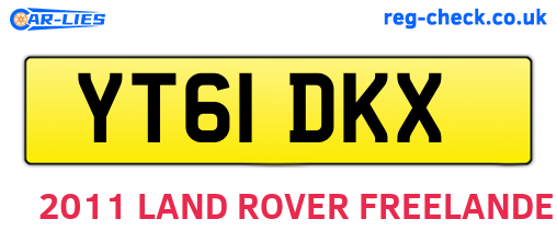 YT61DKX are the vehicle registration plates.