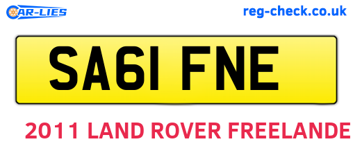 SA61FNE are the vehicle registration plates.
