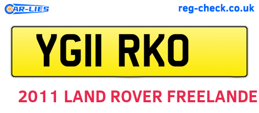 YG11RKO are the vehicle registration plates.