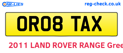 OR08TAX are the vehicle registration plates.