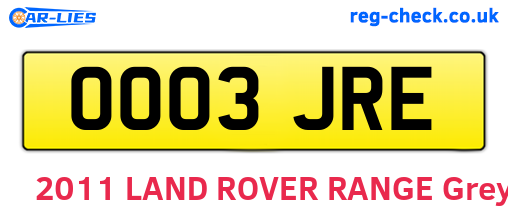 OO03JRE are the vehicle registration plates.