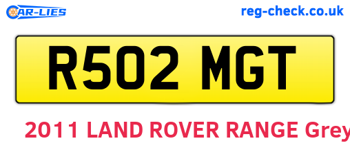 R502MGT are the vehicle registration plates.