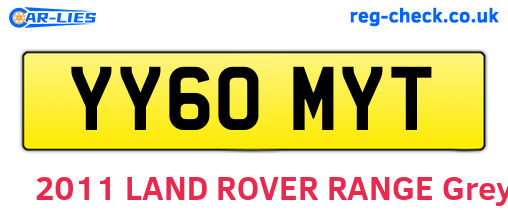 YY60MYT are the vehicle registration plates.