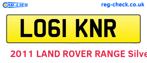 LO61KNR are the vehicle registration plates.