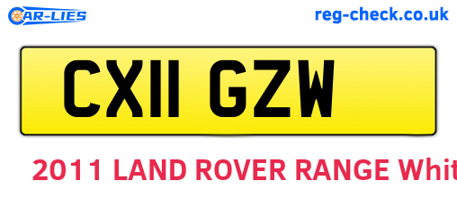 CX11GZW are the vehicle registration plates.