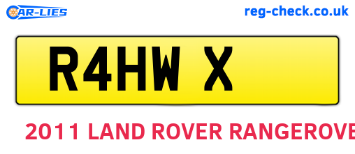 R4HWX are the vehicle registration plates.