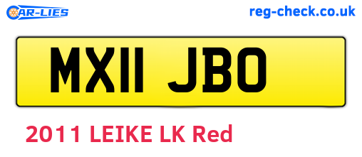 MX11JBO are the vehicle registration plates.