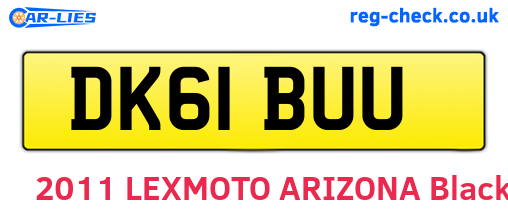DK61BUU are the vehicle registration plates.