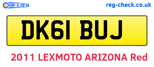 DK61BUJ are the vehicle registration plates.