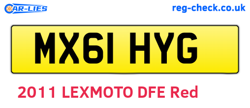 MX61HYG are the vehicle registration plates.