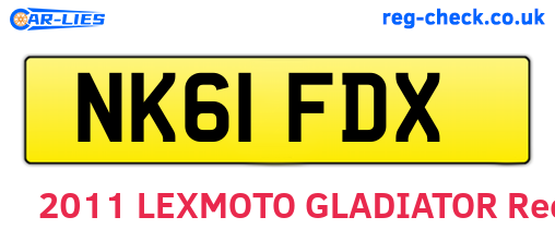 NK61FDX are the vehicle registration plates.