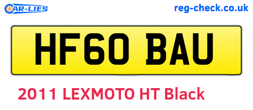 HF60BAU are the vehicle registration plates.