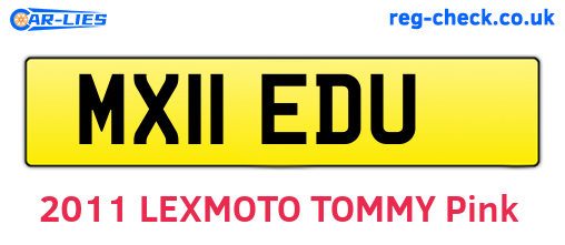 MX11EDU are the vehicle registration plates.