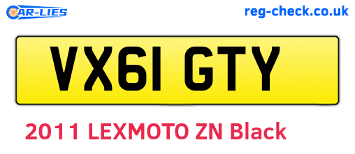 VX61GTY are the vehicle registration plates.