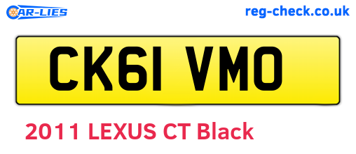 CK61VMO are the vehicle registration plates.