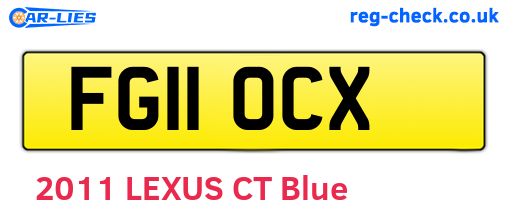 FG11OCX are the vehicle registration plates.