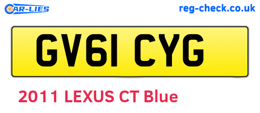 GV61CYG are the vehicle registration plates.