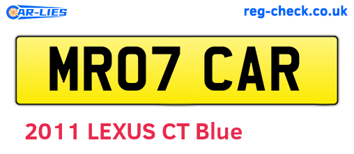 MR07CAR are the vehicle registration plates.