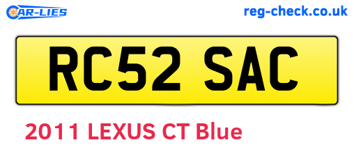 RC52SAC are the vehicle registration plates.