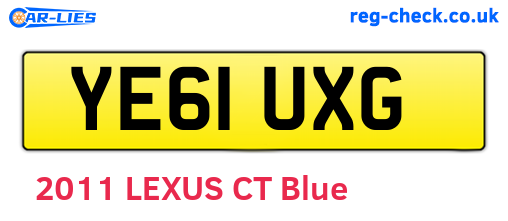 YE61UXG are the vehicle registration plates.