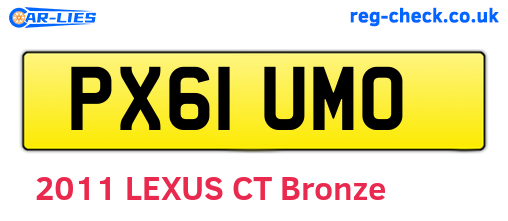 PX61UMO are the vehicle registration plates.