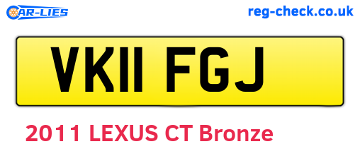 VK11FGJ are the vehicle registration plates.