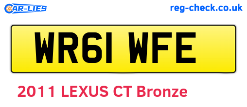 WR61WFE are the vehicle registration plates.