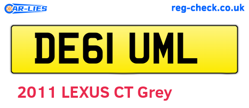 DE61UML are the vehicle registration plates.