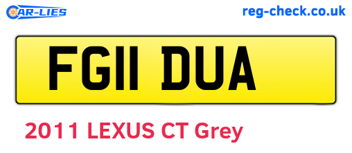 FG11DUA are the vehicle registration plates.
