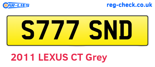 S777SND are the vehicle registration plates.