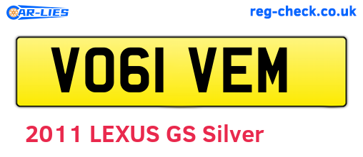 VO61VEM are the vehicle registration plates.