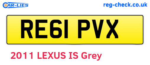RE61PVX are the vehicle registration plates.