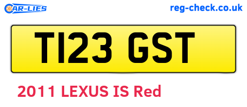 T123GST are the vehicle registration plates.
