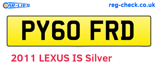 PY60FRD are the vehicle registration plates.
