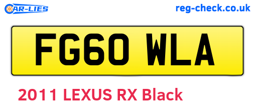 FG60WLA are the vehicle registration plates.