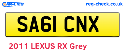 SA61CNX are the vehicle registration plates.