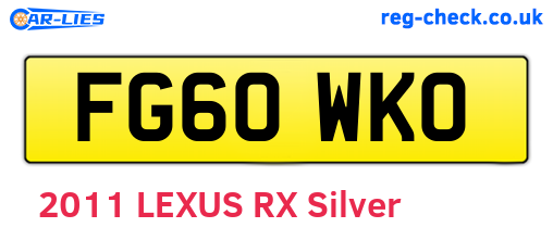FG60WKO are the vehicle registration plates.