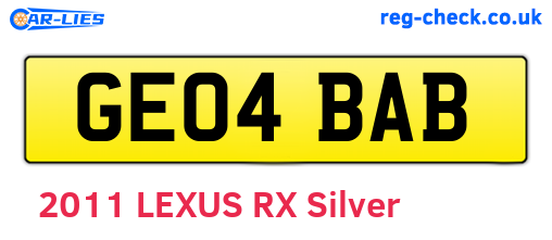 GE04BAB are the vehicle registration plates.