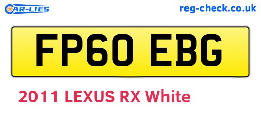 FP60EBG are the vehicle registration plates.