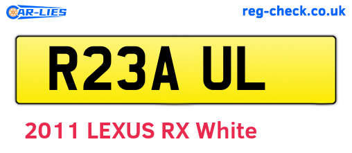 R23AUL are the vehicle registration plates.