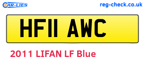 HF11AWC are the vehicle registration plates.