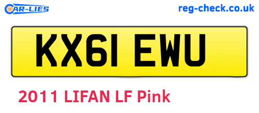 KX61EWU are the vehicle registration plates.
