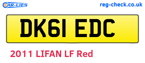 DK61EDC are the vehicle registration plates.