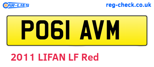 PO61AVM are the vehicle registration plates.