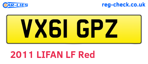 VX61GPZ are the vehicle registration plates.