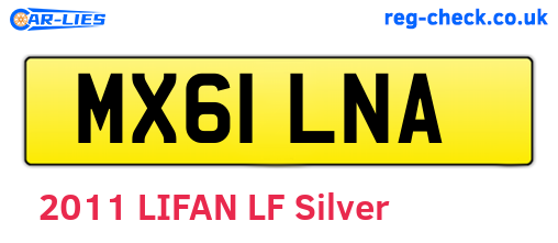MX61LNA are the vehicle registration plates.