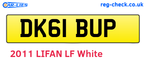 DK61BUP are the vehicle registration plates.