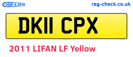 DK11CPX are the vehicle registration plates.