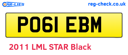 PO61EBM are the vehicle registration plates.