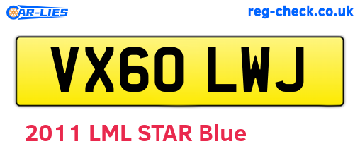 VX60LWJ are the vehicle registration plates.